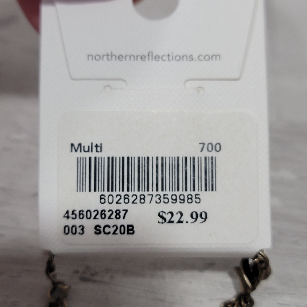Northern Reflections Long Layered Necklace Oval Hammered Pendants Mixed Metal - Picture 11 of 15